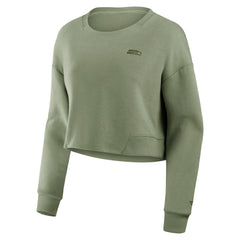 Seattle Seahawks Women's Studio Tri-Blend Cropped Pullover Sweatshirt | NFL Hot