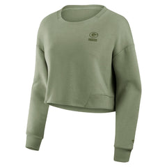 Green Bay Packers Women's Studio Tri-Blend Cropped Pullover Sweatshirt | NFL On sale
