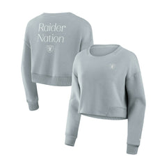 Las Vegas Raiders Women's Studio Tri-Blend Cropped Pullover Sweatshirt | NFL On sale