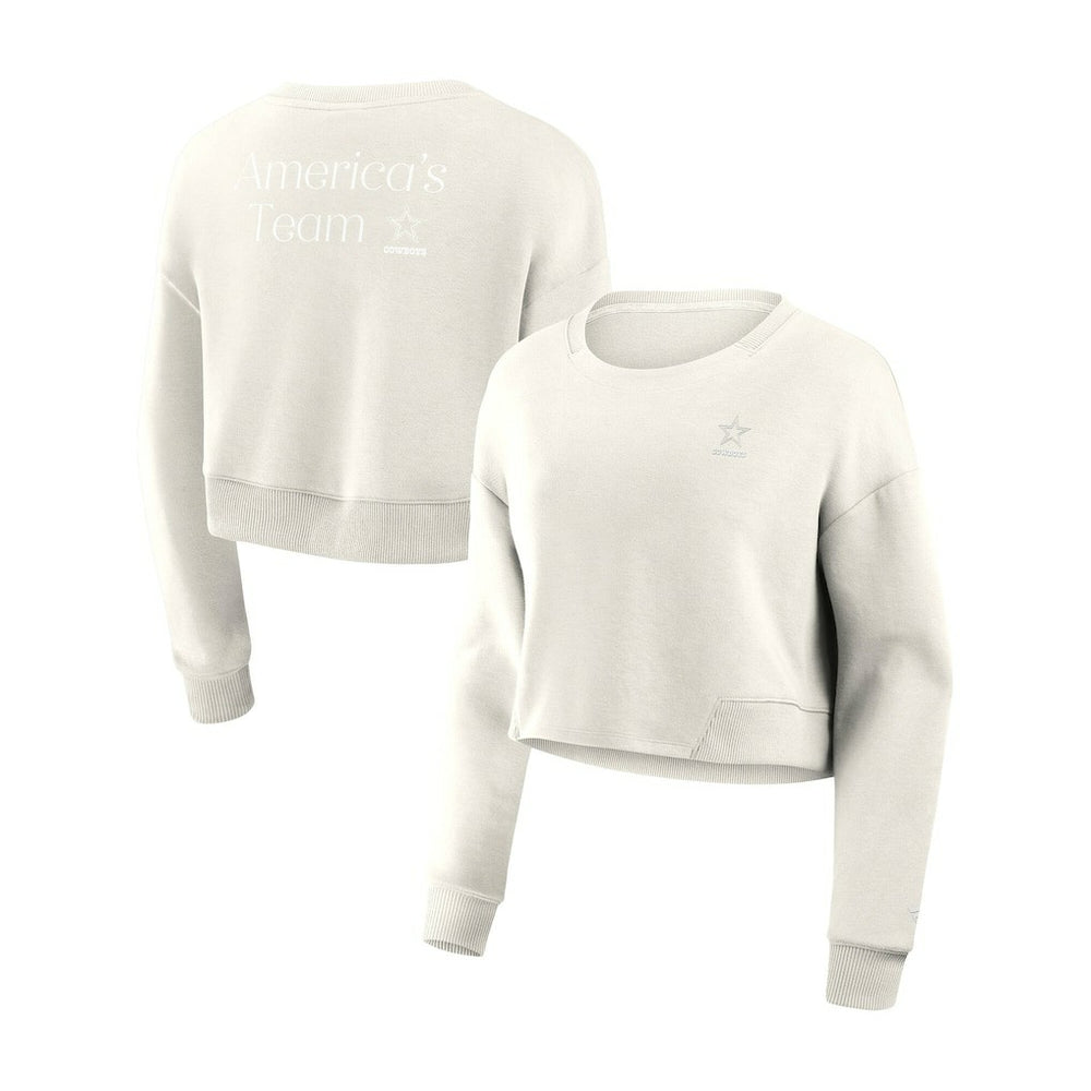 Dallas Cowboys Women's Studio Tri-Blend Cropped Pullover Sweatshirt | NFL Outlet