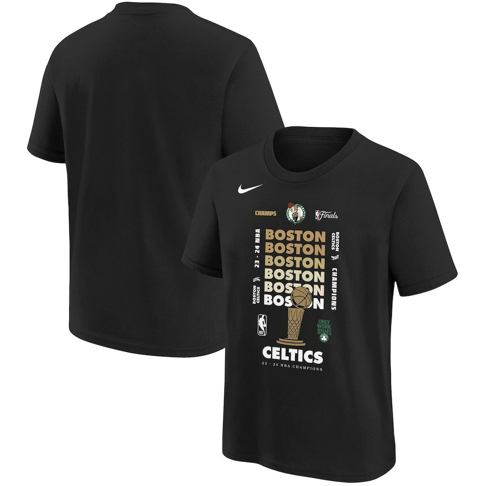 Black Boston Celtics Youth 2024 NBA Finals Champions Expressive T-Shirt | NBA