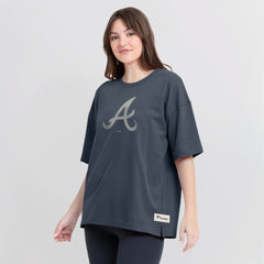 Atlanta Braves Fanatics Women's Oversized Elements Raw Edge Future Ground T-Shirt - MLB T-shirts