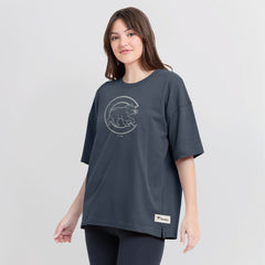 Chicago Cubs Fanatics Women's Oversized Elements Raw Edge Future Ground T-Shirt - MLB T-shirts