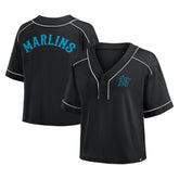 Miami Marlins Fanatics Women's Oversized Champ Game Cropped V-Neck T-Shirt - MLB T-shirts
