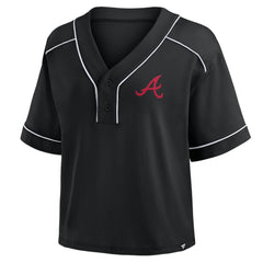 Atlanta Braves Fanatics Women's Oversized Champ Game Cropped V-Neck T-Shirt - MLB T-shirts