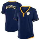Milwaukee Brewers Fanatics Women's League Diva Star Raglan V-Neck T-Shirt - MLB T-shirts
