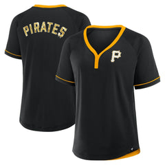 Pittsburgh Pirates Fanatics Women's League Diva Star Raglan V-Neck T-Shirt - MLB T-shirts