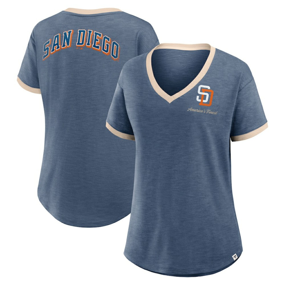 San Diego Padres Fanatics Women's Binge Worthy Stadium Slub V-Neck T-Shirt - MLB T-shirts