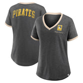 Pittsburgh Pirates Fanatics Women's Binge Worthy Stadium Slub V-Neck T-Shirt - MLB T-shirts