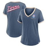 Minnesota Twins Fanatics Women's Binge Worthy Stadium Slub V-Neck T-Shirt - MLB T-shirts