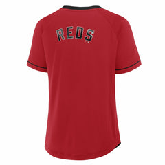 Cincinnati Reds Fanatics Women's Cooperstown Collection League Diva Raglan V-Neck T-Shirt - MLB T-shirts