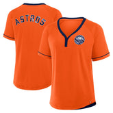 Houston Astros Fanatics Women's Cooperstown Collection League Diva Raglan V-Neck T-Shirt - MLB T-shirts