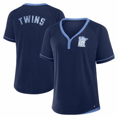 Minnesota Twins Fanatics Women's Cooperstown Collection League Diva Raglan V-Neck T-Shirt - MLB T-shirts