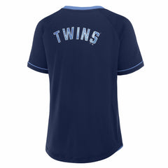 Minnesota Twins Fanatics Women's Cooperstown Collection League Diva Raglan V-Neck T-Shirt - MLB T-shirts