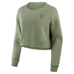 Milwaukee Brewers Fanatics Women's Studio Cropped Pullover Sweatshirt - MLB Pullover