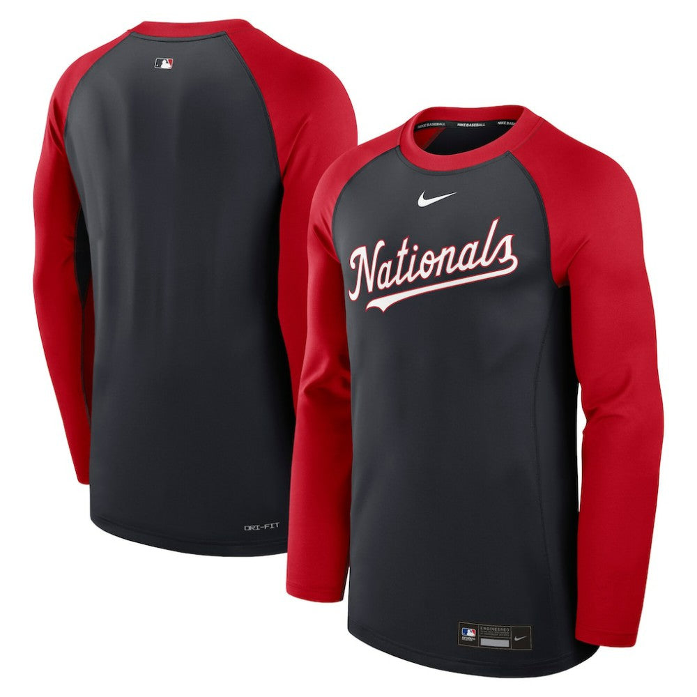 Washington Nationals Nike Authentic Collection Game Time Raglan Dri-FIT Long Sleeve T-Shirt - MLB T-shirts