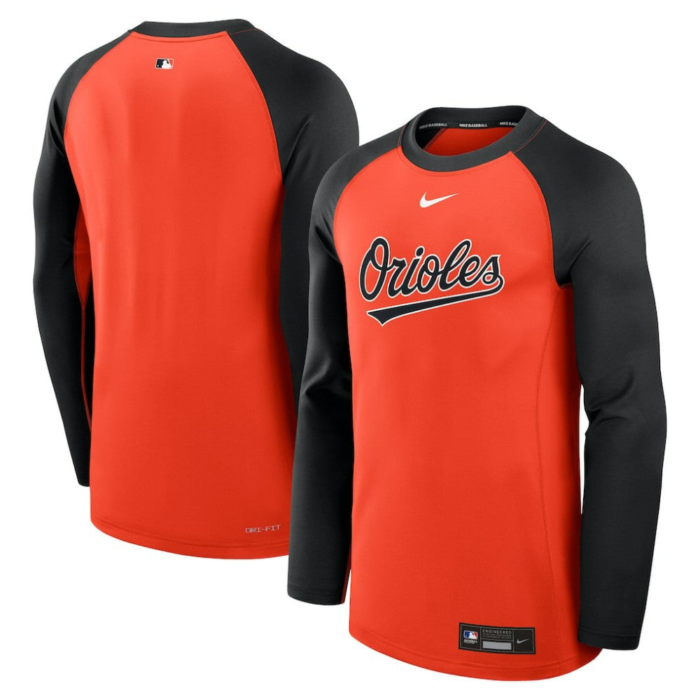 Baltimore Orioles Nike Authentic Collection Game Time Raglan Dri-FIT Long Sleeve T-Shirt - MLB T-shirts