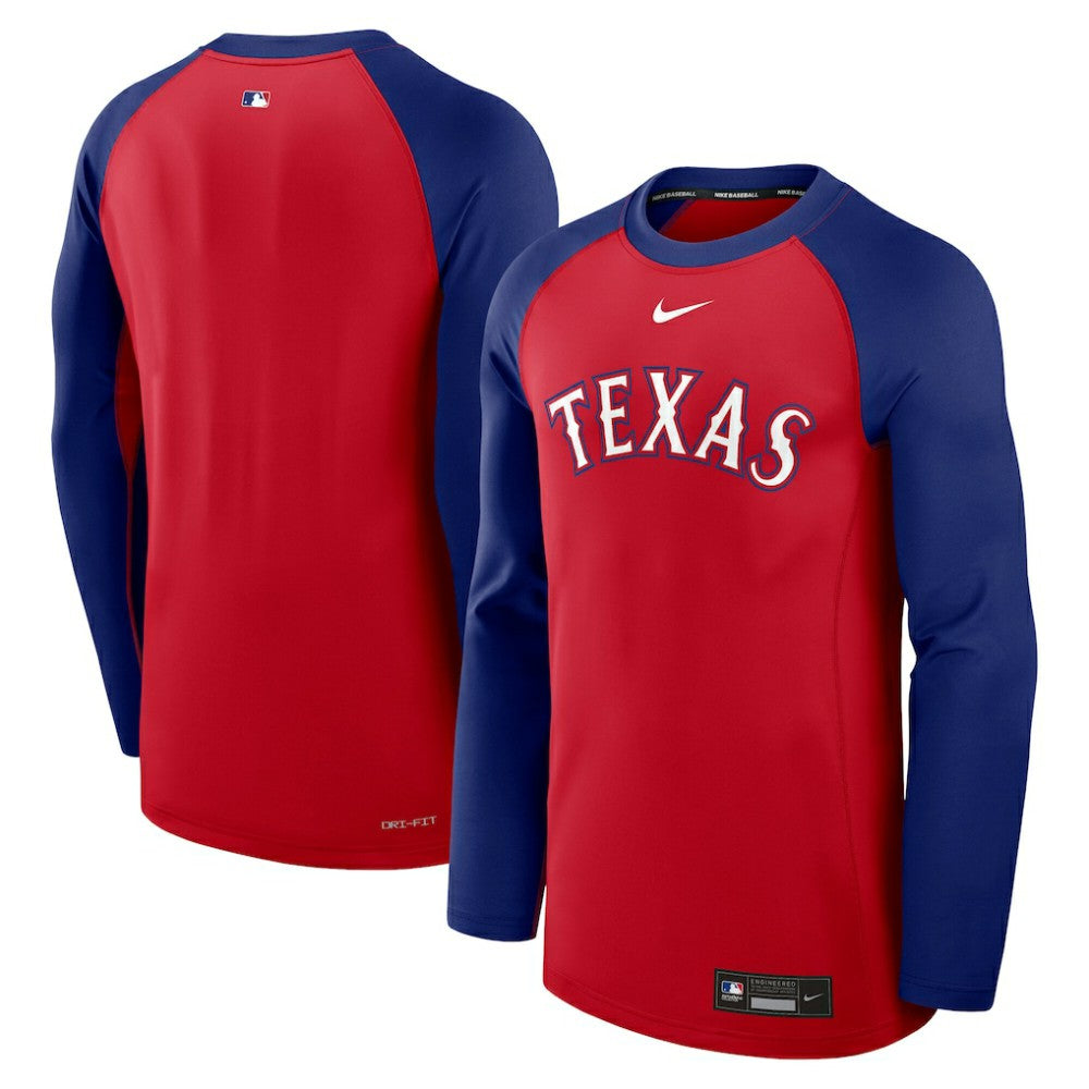 Texas Rangers Nike Authentic Collection Game Time Raglan Dri-FIT Long Sleeve T-Shirt - MLB T-shirts