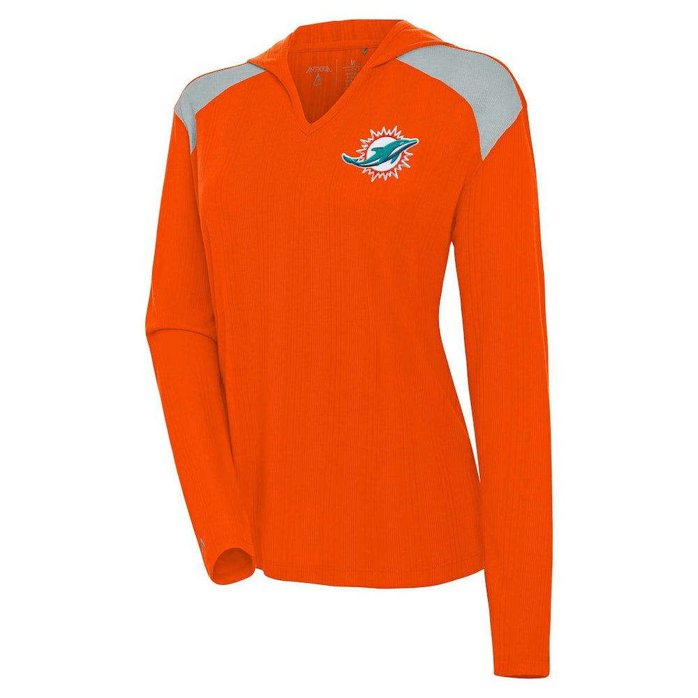 Miami Dolphins Antigua Women's Opulent Long Sleeve Hoodie T-Shirt | NFL Sale