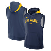 Milwaukee Brewers Nike Authentic Collection Dri-FIT Sleeveless Hoodie - MLB Hoodies