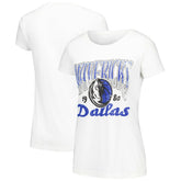 White Dallas Mavericks Stadium Essentials Women's Sky High T-Shirt sale | NBA