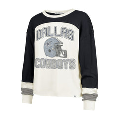 Dallas Cowboys '47 Women's Double Header Curve Raglan Long Sleeve Crop Top | NFL Sale