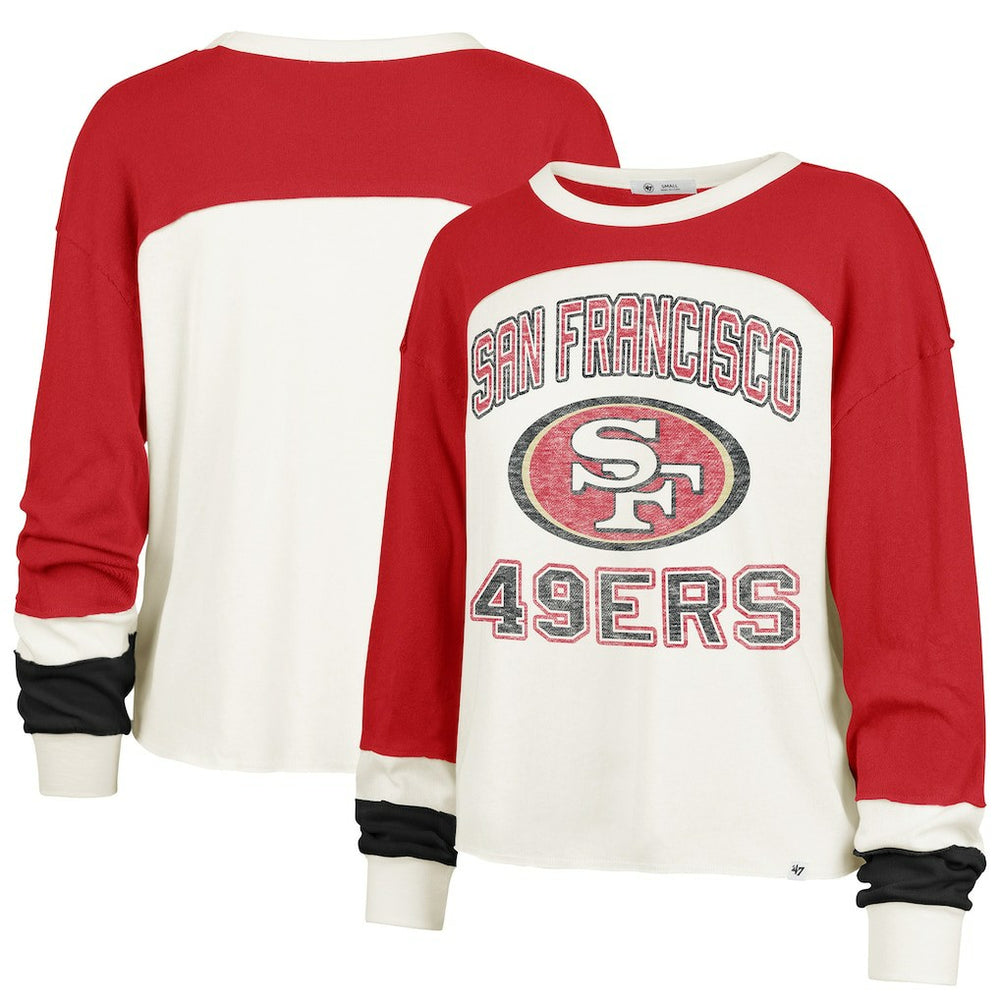 San Francisco 49ers '47 Women's Plus Size Double Header Curve Toni Long Sleeve T-Shirt | NFL Hot