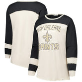 New Orleans Saints '47 Women's Plus Size Double Header Curve Toni Long Sleeve T-Shirt | NFL Online