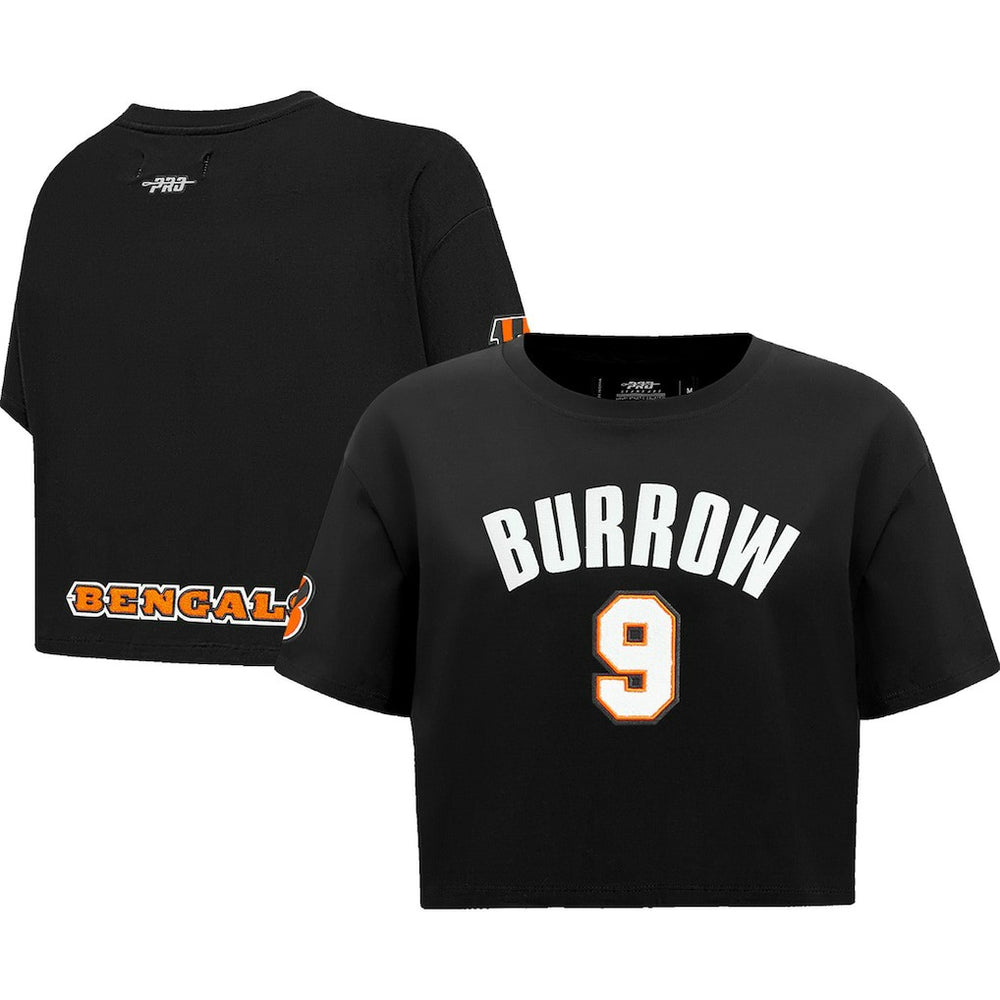 Cincinnati Bengals Joe Burrow Pro Standard Women's Player Name & Number Cropped Boxy T-Shirt | NFL Outlet