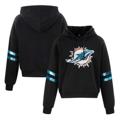 Miami Dolphins Cuce Women's Cropped Sequins Pullover Hoodie | NFL Online