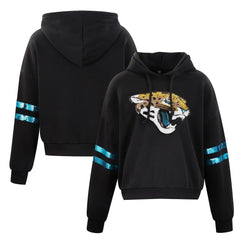 Jacksonville Jaguars Cuce Women's Cropped Sequins Pullover Hoodie | NFL Near me