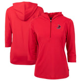 St. Louis Cardinals Cutter & Buck Women's Cooperstown Collection DryTec Virtue Eco Pique Recycled 3/4-Sleeve Half-Zip Pullover Hoodie - MLB Hoodies