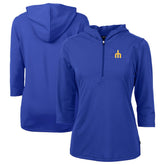Seattle Mariners Cutter & Buck Women's DryTec Virtue Eco Pique Recycled 3/4-Sleeve Half-Zip Pullover Hoodie - MLB Hoodies