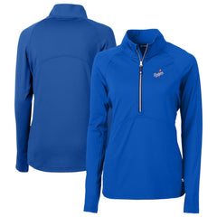 Los Angeles Dodgers Cutter & Buck Women's DryTec Adapt Eco Knit Stretch Recycled Raglan Half-Zip Top - MLB Tops