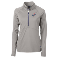 Los Angeles Dodgers Cutter & Buck Women's DryTec Adapt Eco Knit Stretch Recycled Raglan Half-Zip Top - MLB Tops