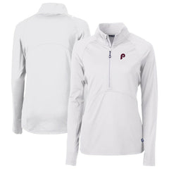 Philadelphia Phillies Cutter & Buck Women's Cooperstown Collection DryTec Adapt Eco Knit Stretch Recycled Raglan Half-Zip Top - MLB Tops