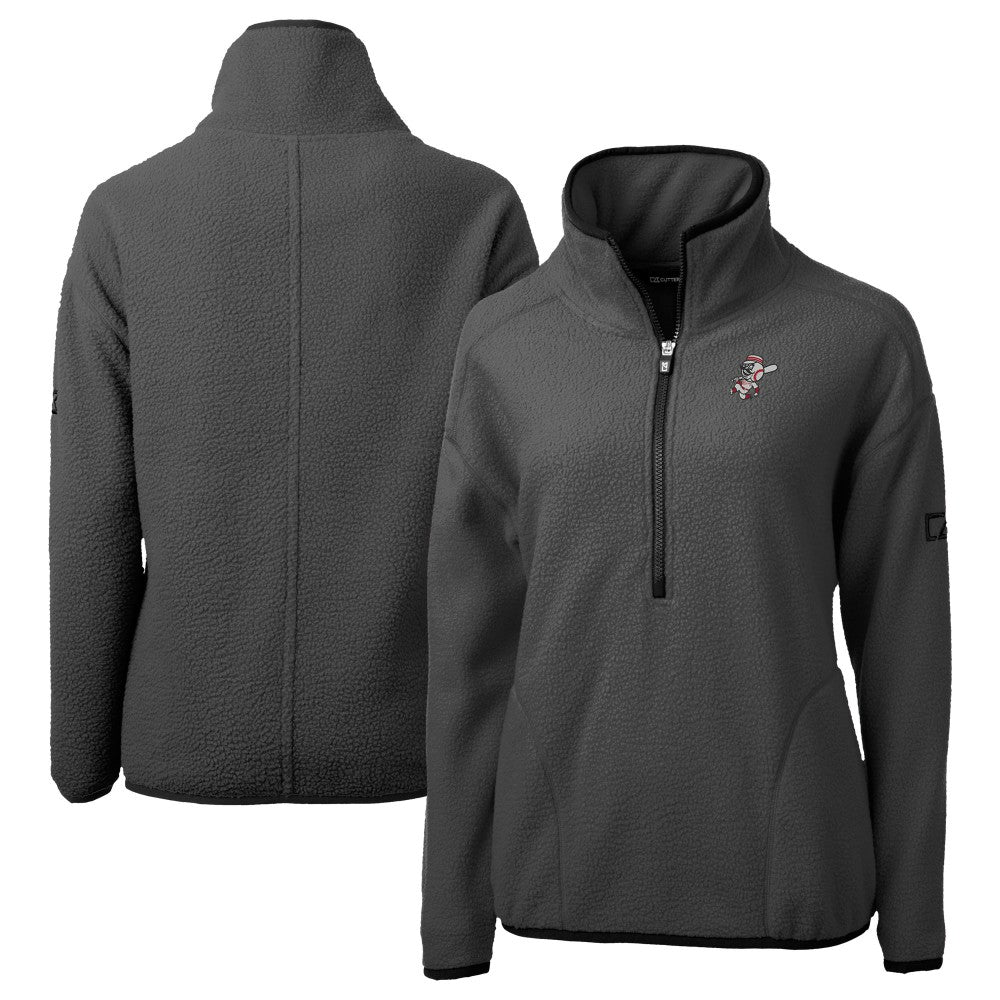 Cincinnati Reds Cutter & Buck Women's Cooperstown Collection Cascade Eco Sherpa Fleece Half-Zip Pullover Jacket - MLB Jackets
