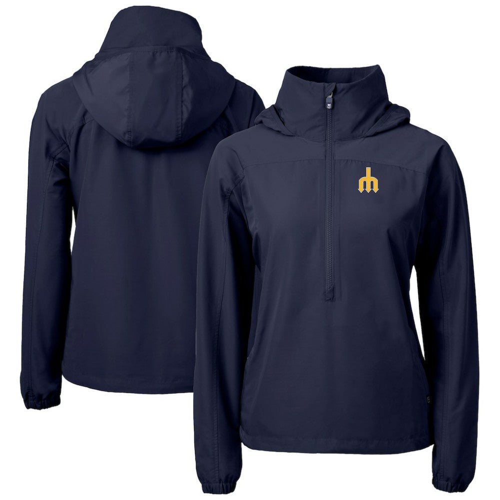 Seattle Mariners Cutter & Buck Women's Charter Eco Recycled Half-Zip Anorak Jacket - MLB Jackets