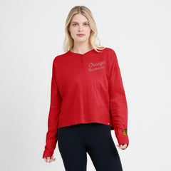 Chicago Blackhawks Fanatics Women's Oversized All Out Effort Long Sleeve Henley T-Shirt - NHL T-shirts