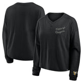 Pittsburgh Penguins Fanatics Women's Oversized All Out Effort Long Sleeve Henley T-Shirt - NHL T-shirts
