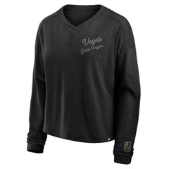 Vegas Golden Knights Fanatics Women's Oversized All Out Effort Long Sleeve Henley T-Shirt - NHL T-shirts