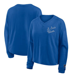 St. Louis Blues Fanatics Women's Oversized All Out Effort Long Sleeve Henley T-Shirt - NHL T-shirts