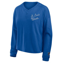 St. Louis Blues Fanatics Women's Oversized All Out Effort Long Sleeve Henley T-Shirt - NHL T-shirts