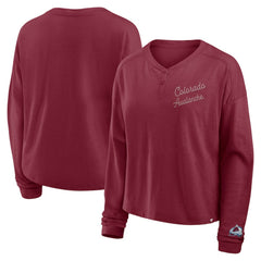 Colorado Avalanche Fanatics Women's Oversized All Out Effort Long Sleeve Henley T-Shirt - NHL T-shirts