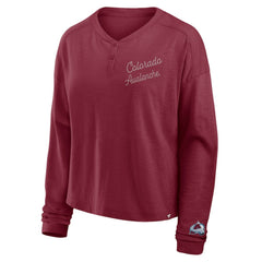 Colorado Avalanche Fanatics Women's Oversized All Out Effort Long Sleeve Henley T-Shirt - NHL T-shirts