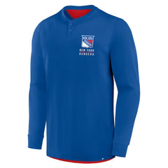 New York Rangers Fanatics Adrenaline Push Long Sleeve Henley Shirt - NHL
