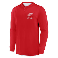 Detroit Red Wings Fanatics Adrenaline Push Long Sleeve Henley Shirt - NHL