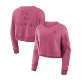 Pink Los Angeles Lakers Women's Studio Tri-Blend Cropped Pullover Sweatshirt | NBA