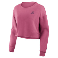 Pink Los Angeles Lakers Women's Studio Tri-Blend Cropped Pullover Sweatshirt | NBA