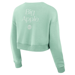 Mint New York Knicks Women's Studio Tri-Blend Cropped Pullover Sweatshirt | NBA